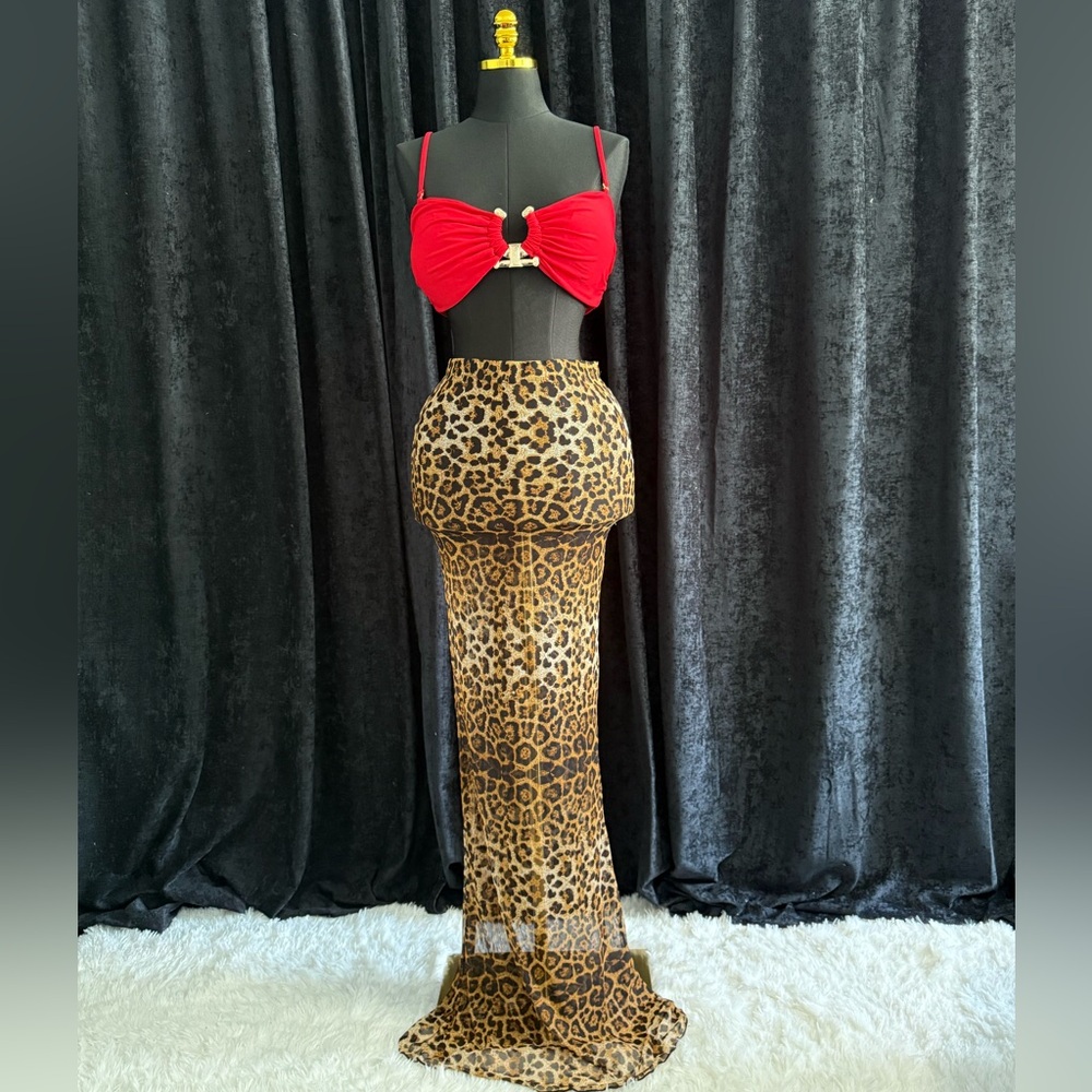 Fashion Nova | Leopard Sheer Maxi cover up Skirt